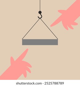 Communication builders hends. Construction crew meeting, teamwork on construction site. Flat cartoon vector illustration.