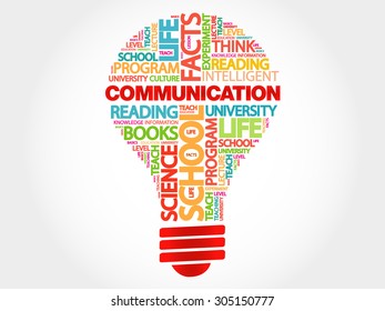 COMMUNICATION bulb word cloud, business concept