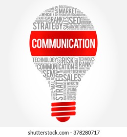 COMMUNICATION bulb word cloud, business concept