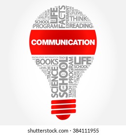 COMMUNICATION bulb word cloud, business concept