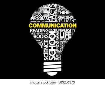 COMMUNICATION bulb word cloud, business concept
