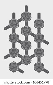 communication in business, abstract scheme, concept,isometric projection, engineering graphics,  impossible illusion