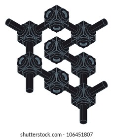 communication in business, abstract scheme, concept,isometric projection, engineering graphics,  impossible illusion