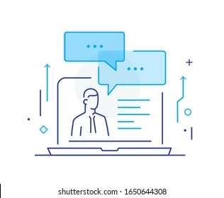 communication with a business partner online. Virtual communication smartphone. Cooperation interaction. Vector illustration Eps 10 file. Success, Cooperation. line icon illustration