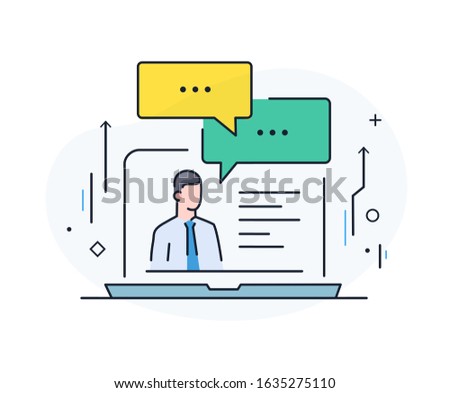 communication with a business partner online. Virtual communication smartphone. Cooperation interaction. Vector illustration Eps 10 file. Success, Cooperation. line icon illustration