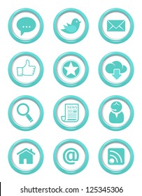 Communication buttons blue set