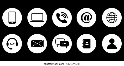 Communication buttons. Computer screen. Contact button icon symbol vector. Business icon. Stock image. EPS 10.