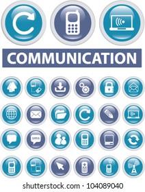 communication buttons, icons set, vector