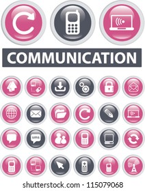 communication buttons & icons set, vector