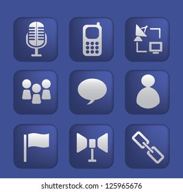 communication buttons, icons set, vector