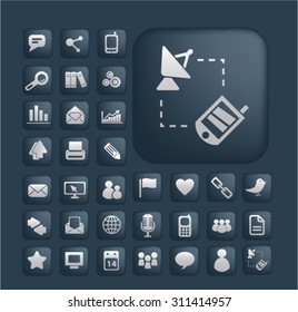 communication buttons, icons set, vector