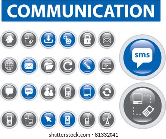 communication buttons, icons, signs, vector illustrations