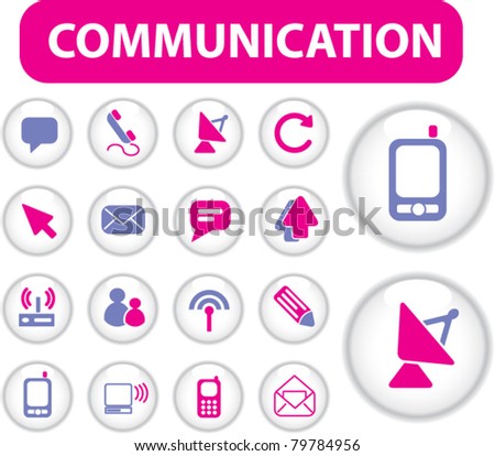communication buttons, icons, signs, vector illustrations