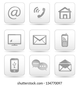 Communication buttons set, e-mail icons.