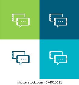 Communication by phone chat green and blue material color minimal icon or logo design