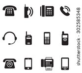 communication, call, phone vintage, retro telephone Vector Illustration Set 