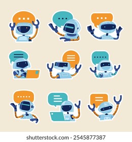 Communication with chat bot concept and dialog between AI assistant and user in messenger