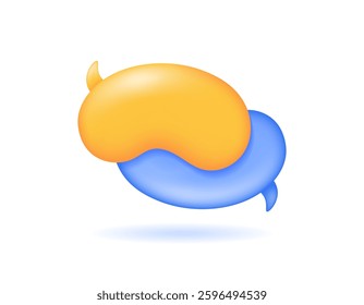 communication and chat concept. community app, discussion forum, messaging service. dialogue. illustration of a blue and yellow chat bubble. symbol or icon. minimalist 3d style design. element