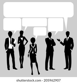 Communication chat forum backgrounds with  business people silhouette and speech bubbles vector illustration