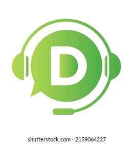 Communication, Chat Logo On Letter D Template. Bubble Speech, Consulting Sign Icon With D Letter