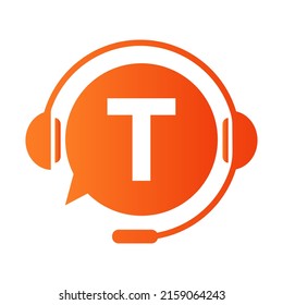 Kommunikation, Chat-Logo auf Letter T-Vorlage. Ballensprache, Consulting-Symbol mit T-Letter
