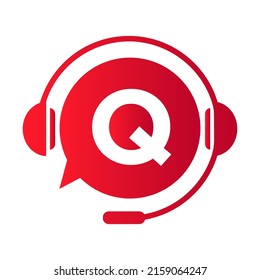 Comunicación, Logo De Chat En Plantilla De Letra Q. Voz de burbuja, icono de signo de consultoría con letra Q