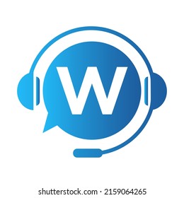 Comunicación, Logo De Chat En Plantilla De Letra W. Voz de burbuja, icono de signo de consultoría con letra W