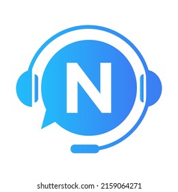 Communication, Chat Logo On Letter N Template. Bubble Speech, Consulting Sign Icon With N Letter