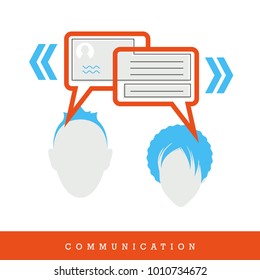 Communication. Chat, People Dialogue - Conversation - Concept Icon, Flat Design and Thin Line Style Vector Illustration. Man and Woman in Dialogue.