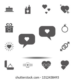 Communication, chat window with hearts icon. Simple glyph, flat vector element of valentines day icons set for UI and UX, website or mobile application