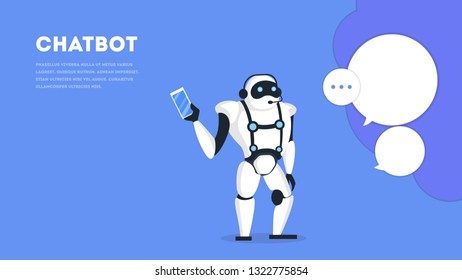 Communication with a chatbot concept. Customer service and support. Artificial intelligence concept. Isolated vector illustration in cartoon style