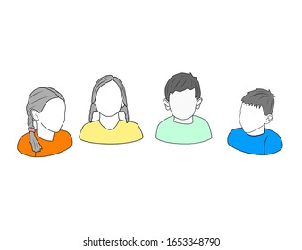 communication of children. children in a semicircle. vector illustration.