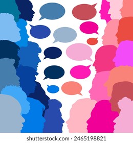 Communication. Colored icons of people communicating. Communicate with each other. EPS 10.