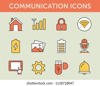 Communication Colored Line Icons