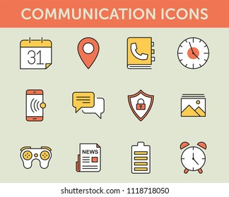 Communication Colored Line Icons
