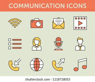 Communication Colored Line Icons