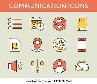 Communication Colored Line Icons