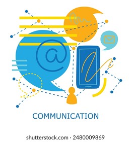 COMMUNICATION Bunte Vektorgrafik Geschäftskonzept auf weißem Hintergrund