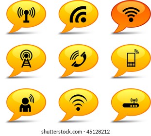 Communication    comics set. Vector buttons.