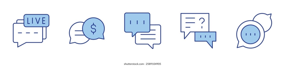 communication, communications, chat, live chat. Communication Icon vector illustration. Line Duotone style. Editable stroke.