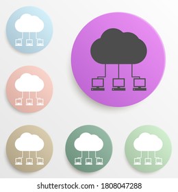 comunicación de equipos con el conjunto de colores de la insignia en la nube. Glifo simple, vector plano de iconos web para ui y ux, sitio web o aplicación móvil