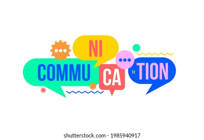 Communication concept from colorful speech bubbles with word-communication.Dialog bubbles as symbol of communicate between people,teamwork, connection,chats and blogs,social media.Vector illustration.