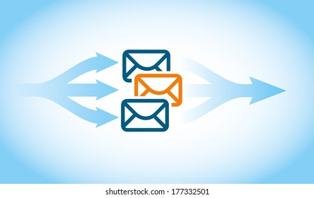 Communication concept with e-mail icons 