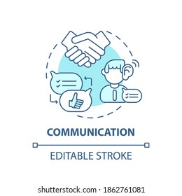 Communication concept icon. Creative thinking types. Future team meating connection. Internet chatting idea thin line illustration. Vector isolated outline RGB color drawing. Editable stroke