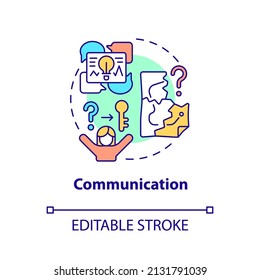 Communication concept icon. Escape room action plan abstract idea thin line illustration. Team relationships. Isolated outline drawing. Editable stroke. Arial, Myriad Pro-Bold fonts used