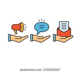 Conjunto de iconos de concepto de comunicación Ilustración vectorial