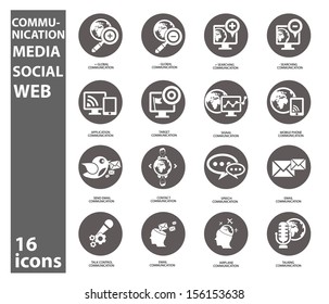 Communication concept icons,Gray version,vector