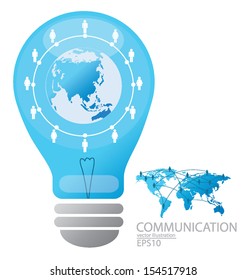 communication concept. Lamp. Modern globe. vector Illustration.