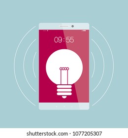 Communication concept, light bulb icon in a phone.