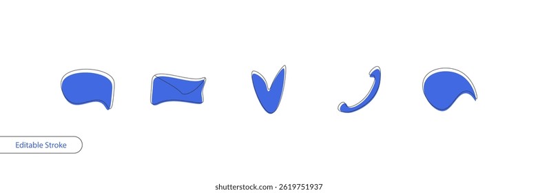 Communication Concept Line Art Icon Set with Editable Stroke, Isolated on White Background - Vector Illustration